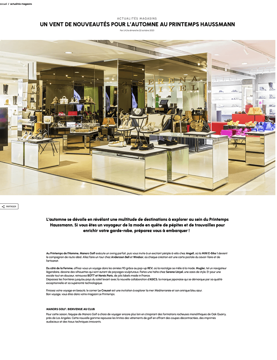 Printemps Dergisi'nde Serena Uziyel Butik Köşesi Printemps'te