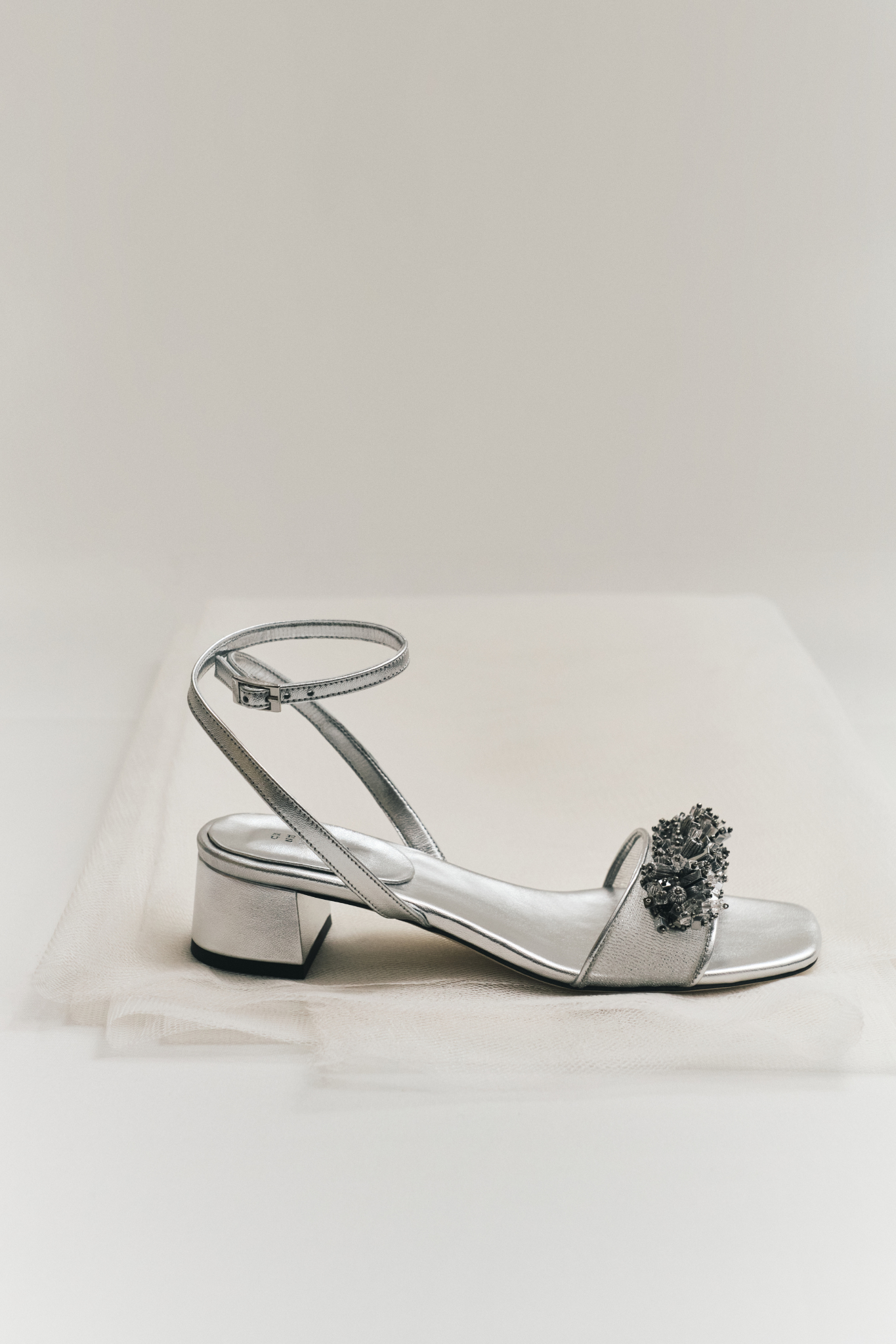 Crystal Silver Kısa Topuklu Sandalet