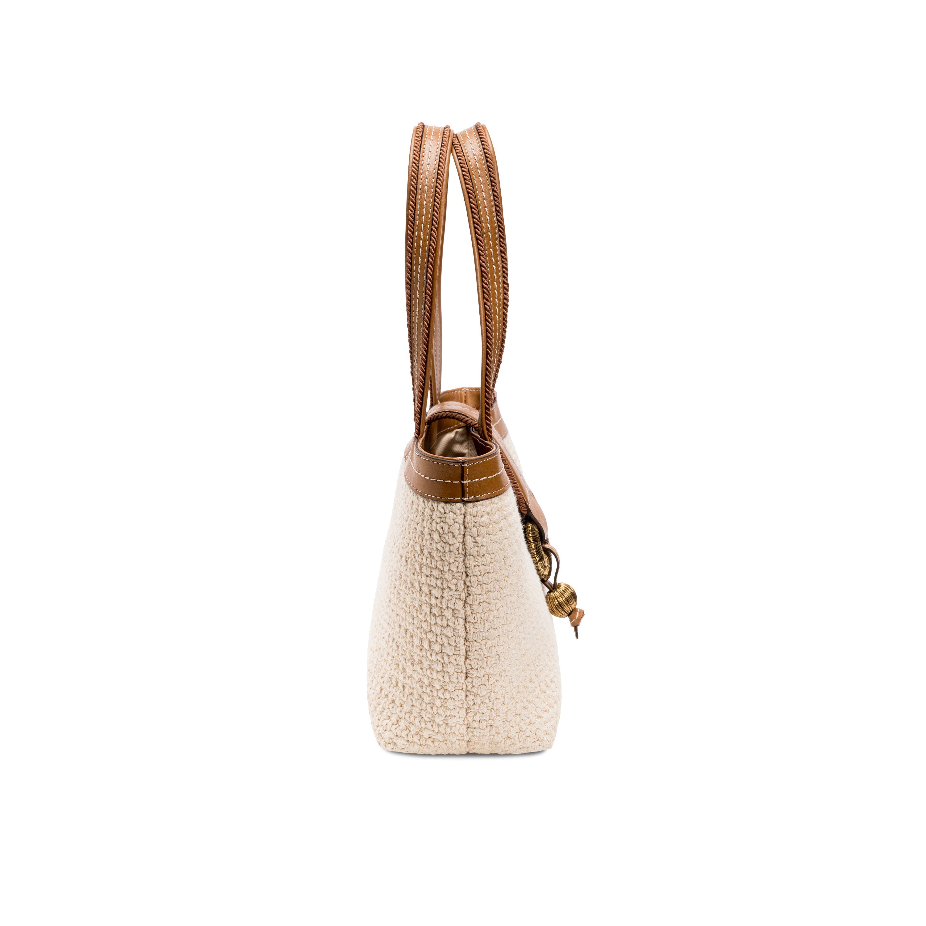 Boho Chic Beyaz Ve Kahverengi Küçük Çanta