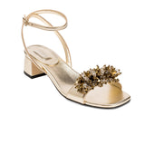Crystal Gold Kısa Topuklu Sandalet