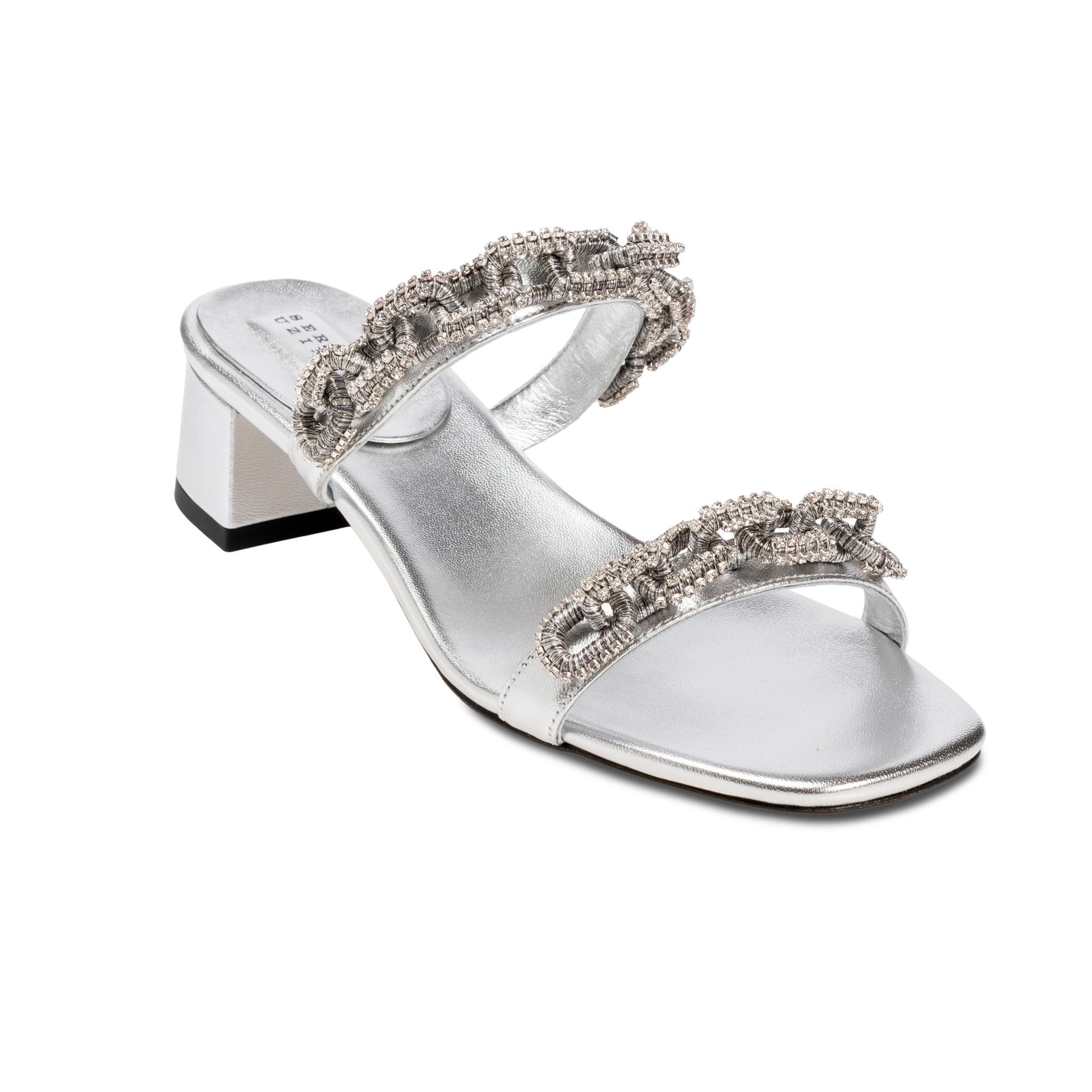 Catena Notte Glam Silver Kısa Topuklu Çift Bantlı Terlik