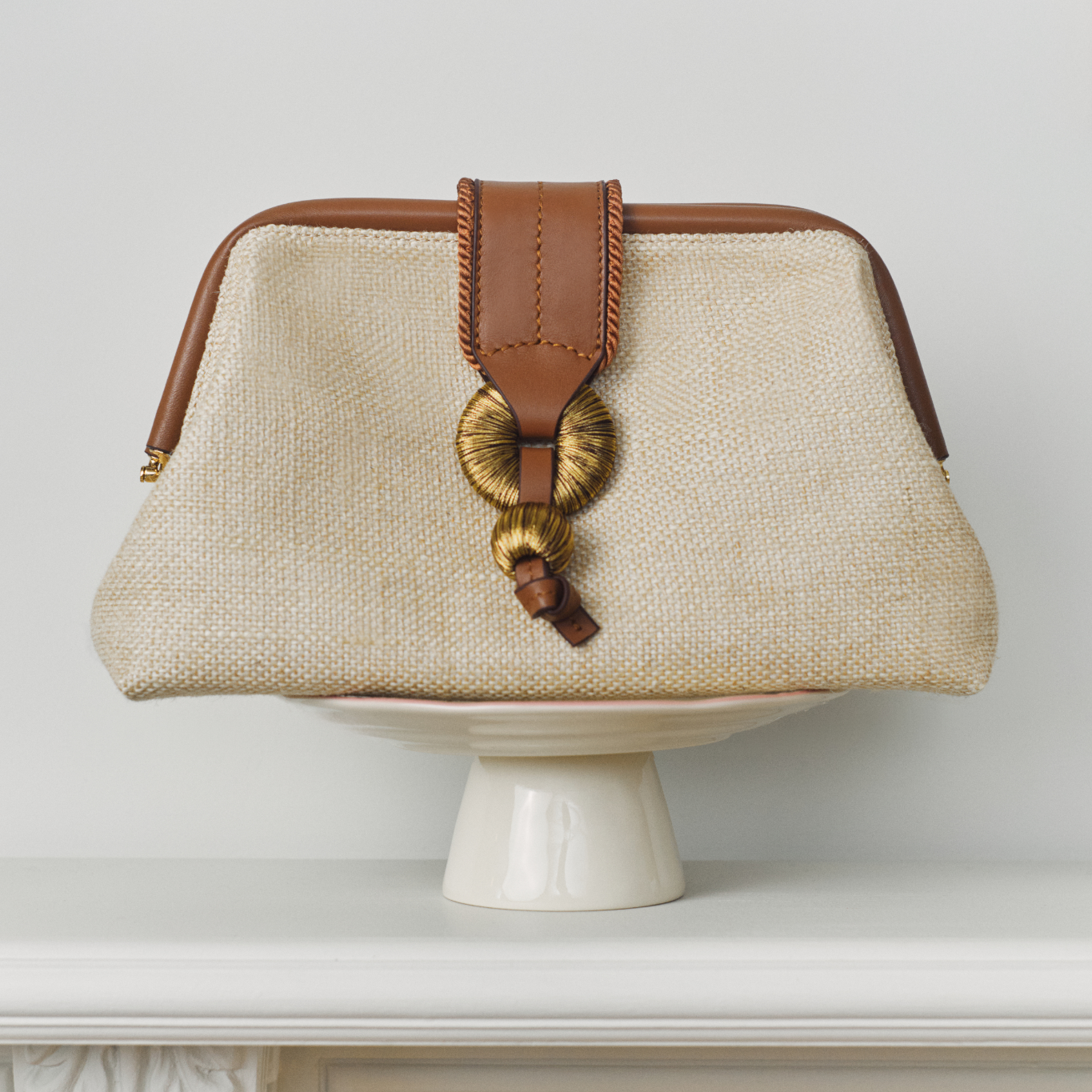 Boho Chic Naturel Keten El Çantası