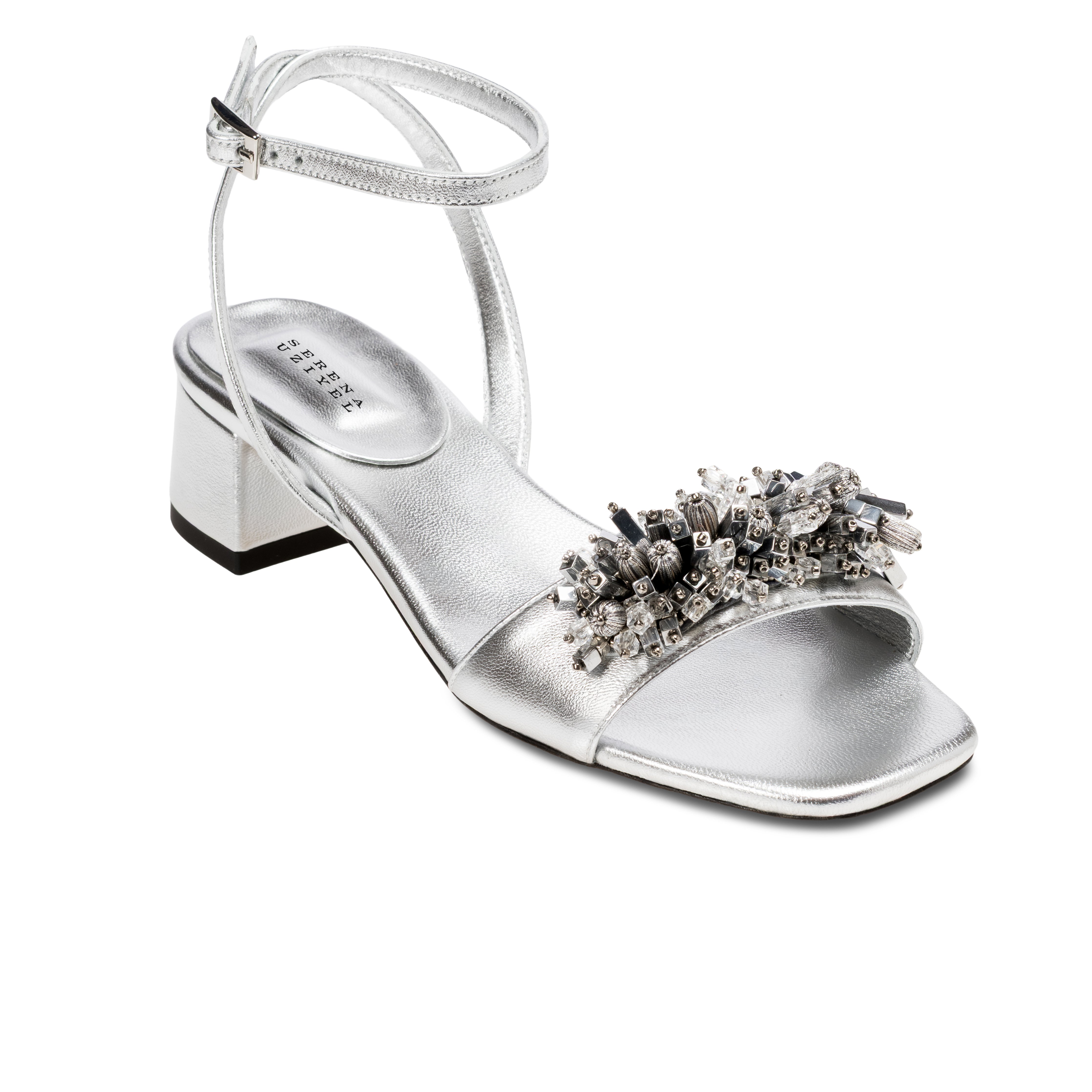 Crystal Silver Kısa Topuklu Sandalet
