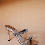 Roxana Silver Topuklu Çift Bantlı Terlik