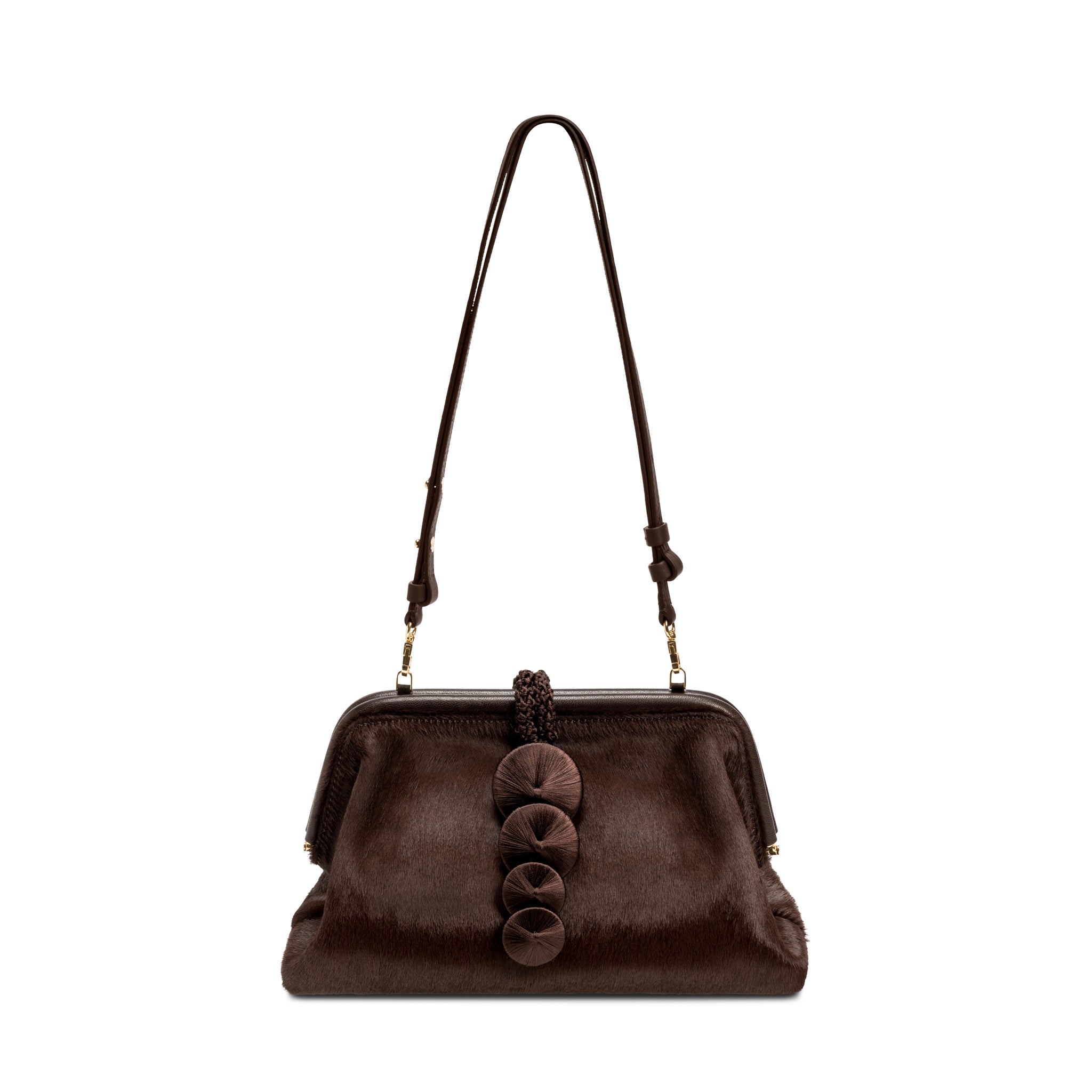 Alessa Acı Kahve Pony Deri Pouch Çanta